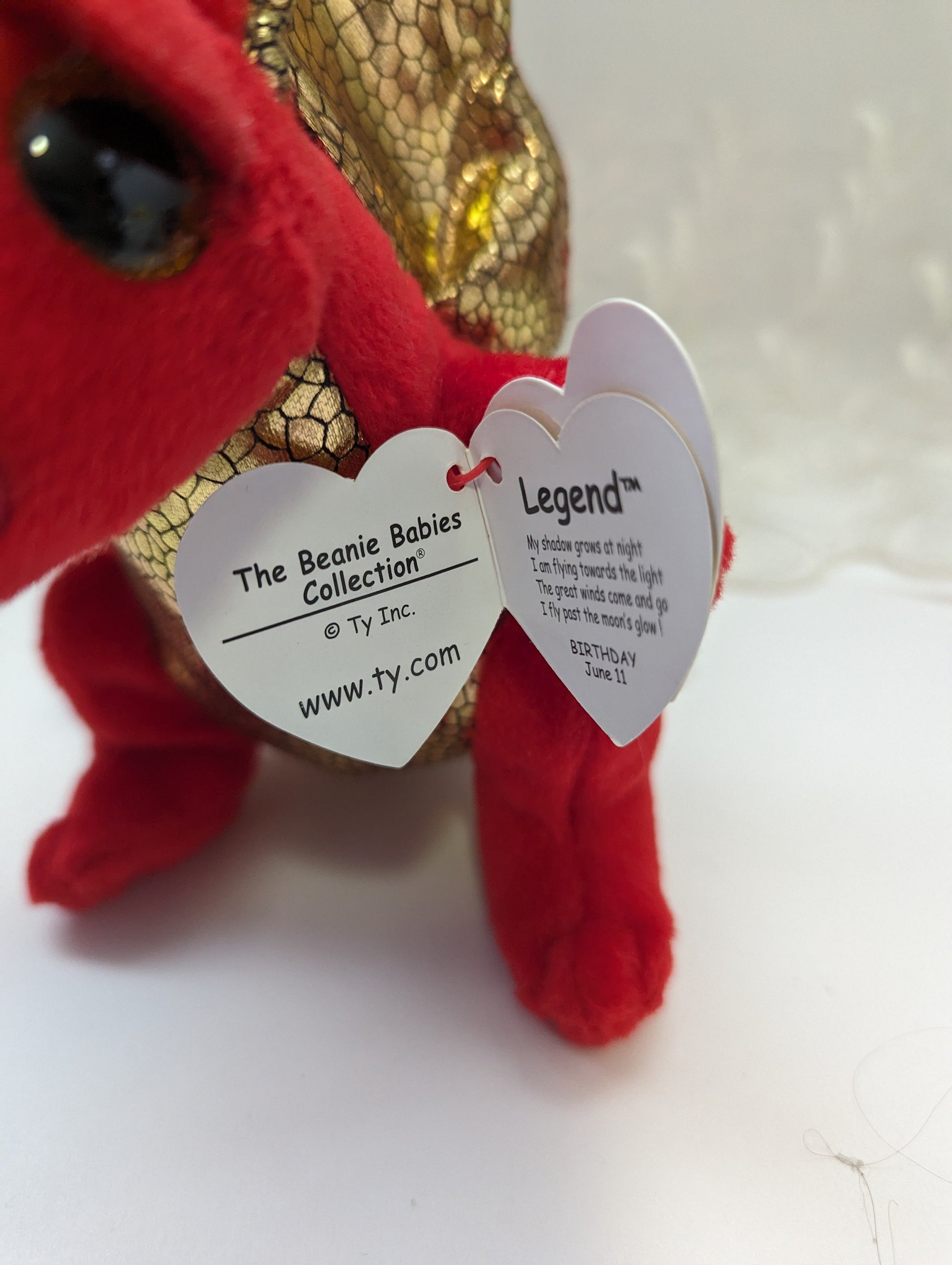 Ty Beanie Baby - Legend The Red Dragon (6in) - Vintage Beanies Canada