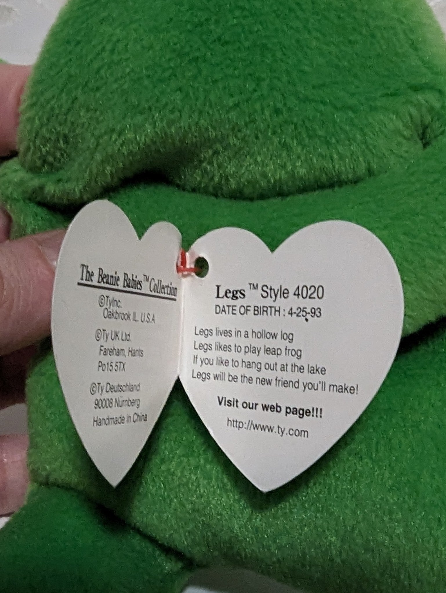 Ty Beanie Baby - Legs The Frog (9in) - Vintage Beanies Canada