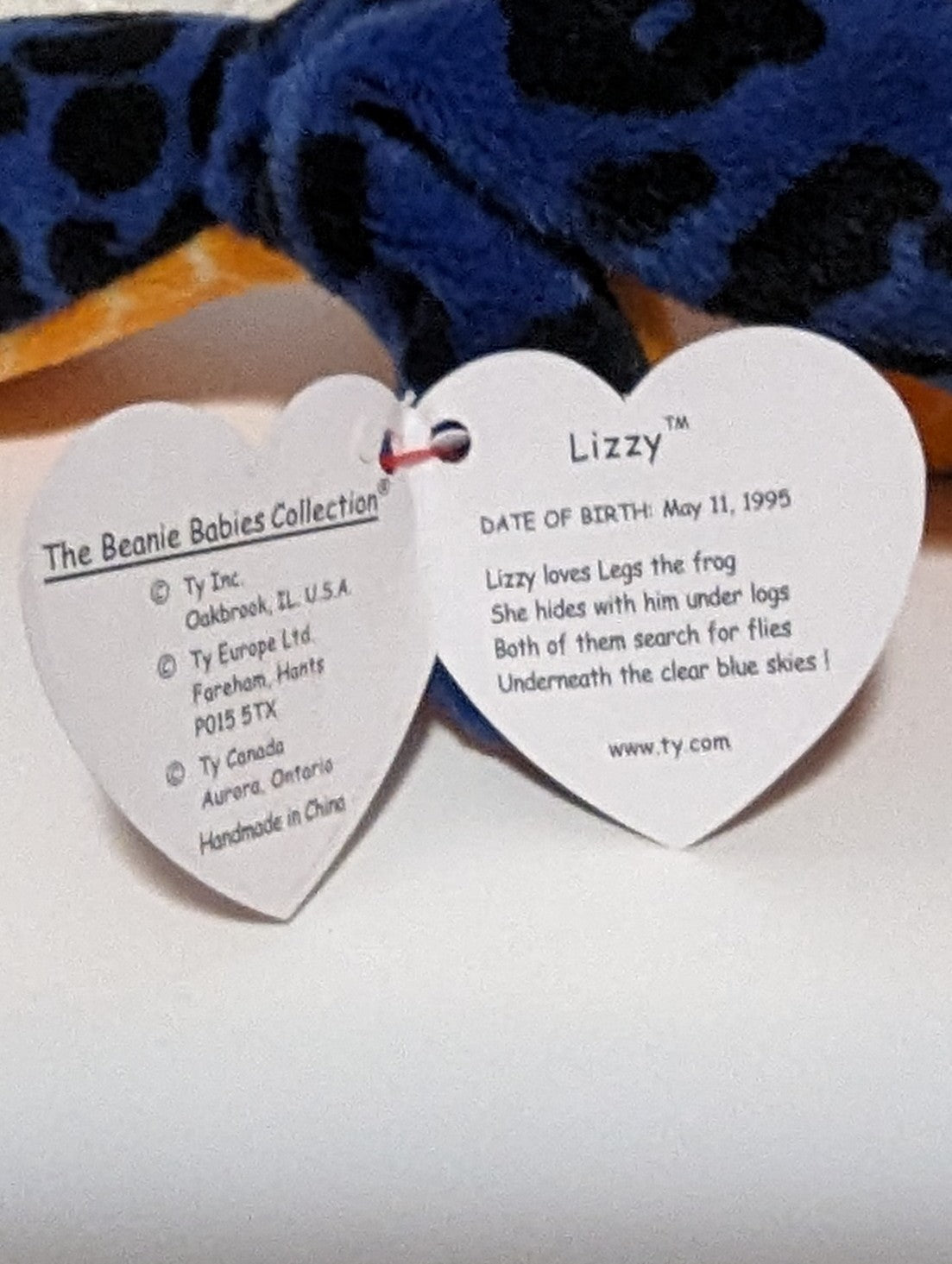 Ty Beanie Baby - Lizzy The Blue Lizzard (12in) - Vintage Beanies Canada