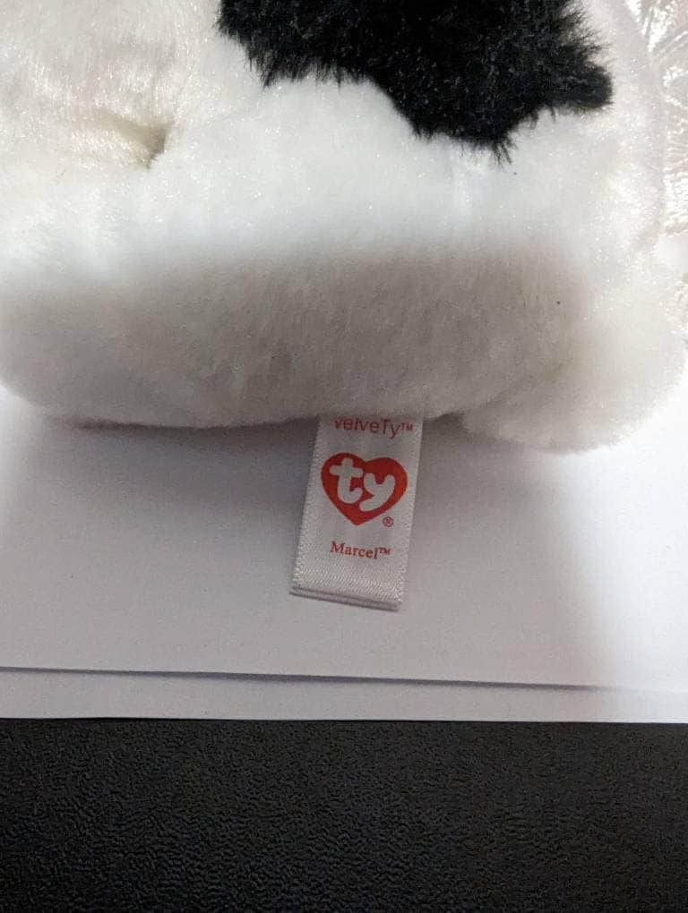 Ty Beanie Baby - Marcel The White French Bulldog / Boston Terrier Dog (6in) - Vintage Beanies Canada