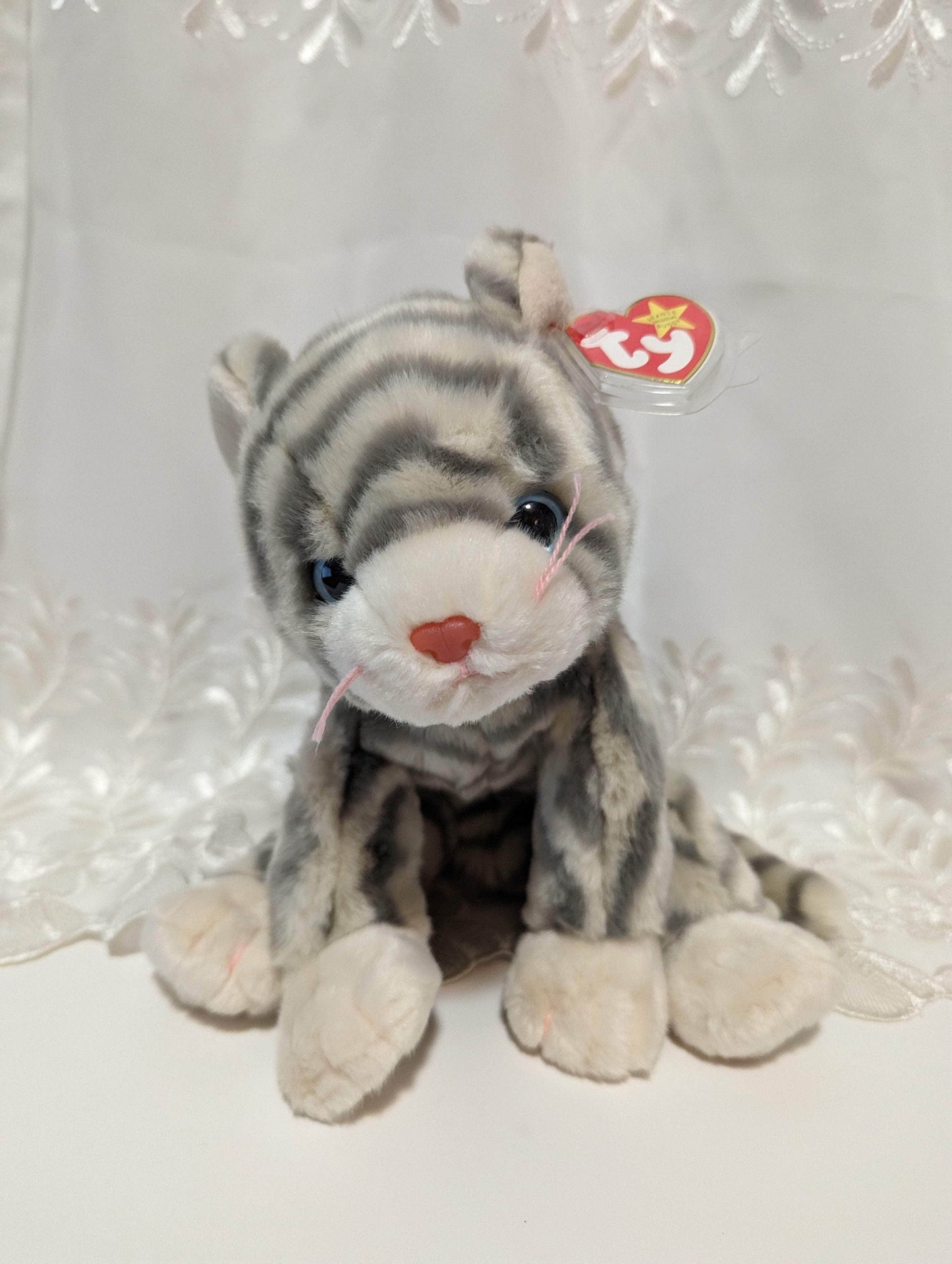 Ty Beanie Buddy - Silver The Gray Tabby Cat (10in} - Vintage Beanies Canada
