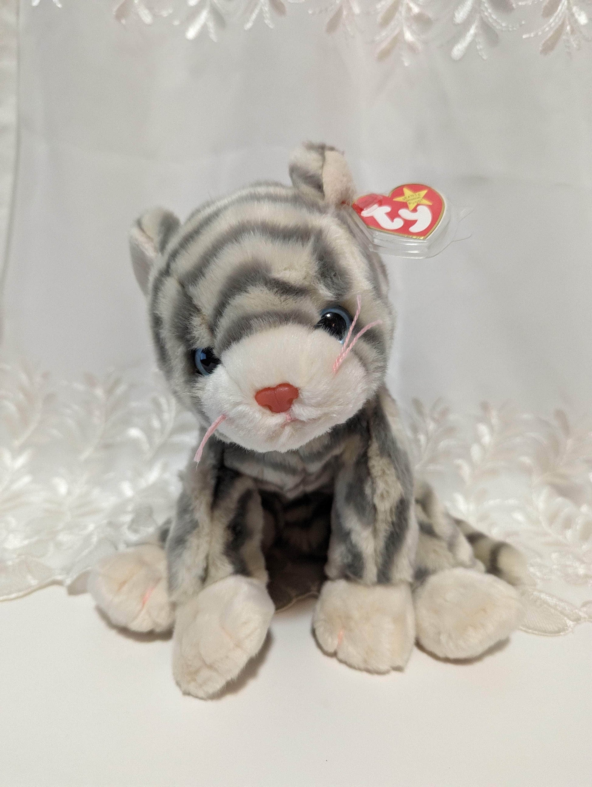 Ty Beanie Buddy - Silver The Gray Tabby Cat (10in} - Vintage Beanies Canada