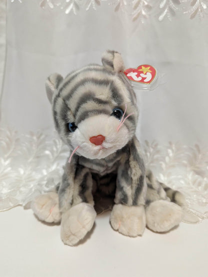 Ty Beanie Buddy - Silver The Gray Tabby Cat (10in} - Vintage Beanies Canada