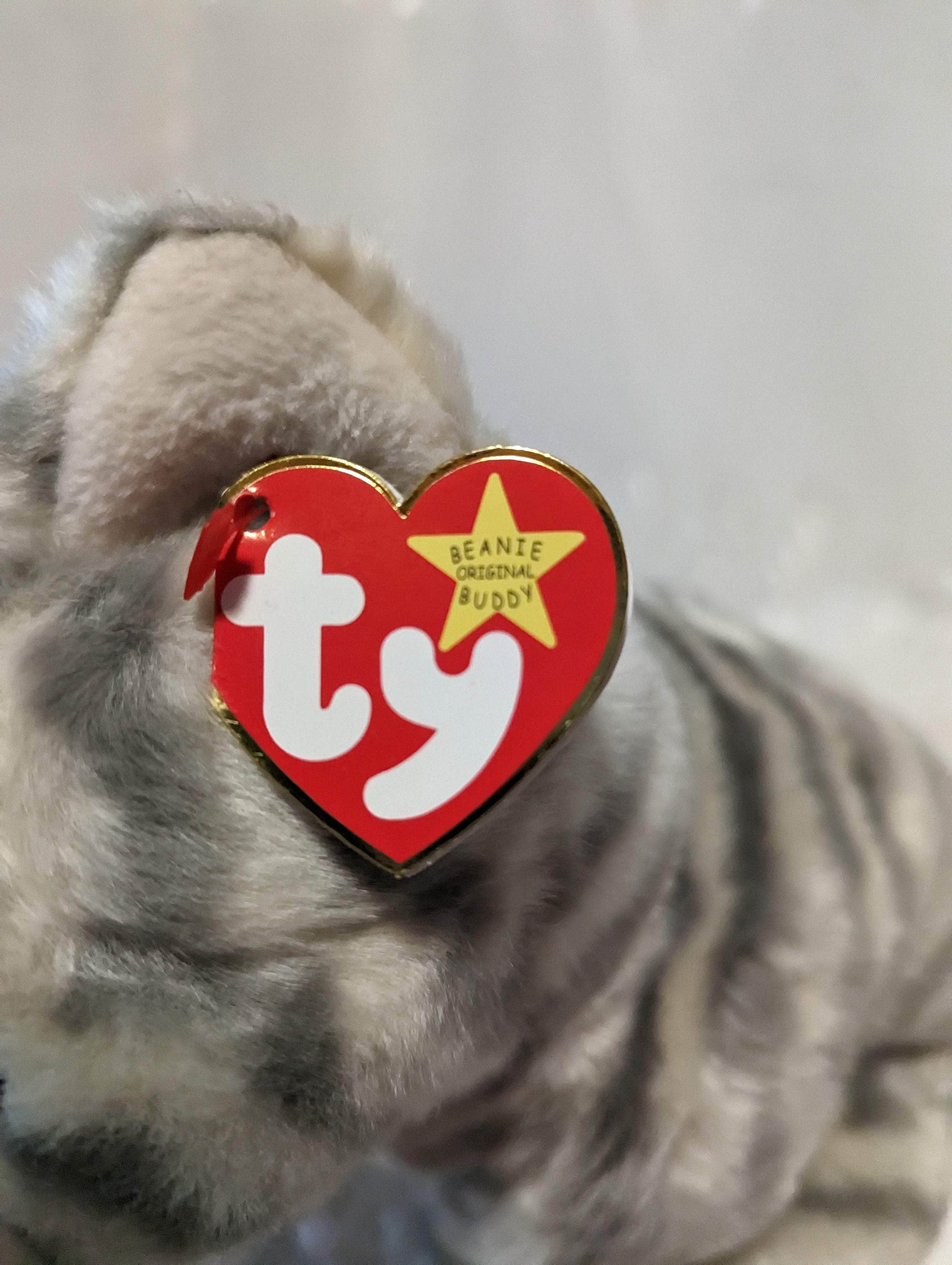 Ty Beanie Buddy - Silver The Gray Tabby Cat (10in} - Vintage Beanies Canada