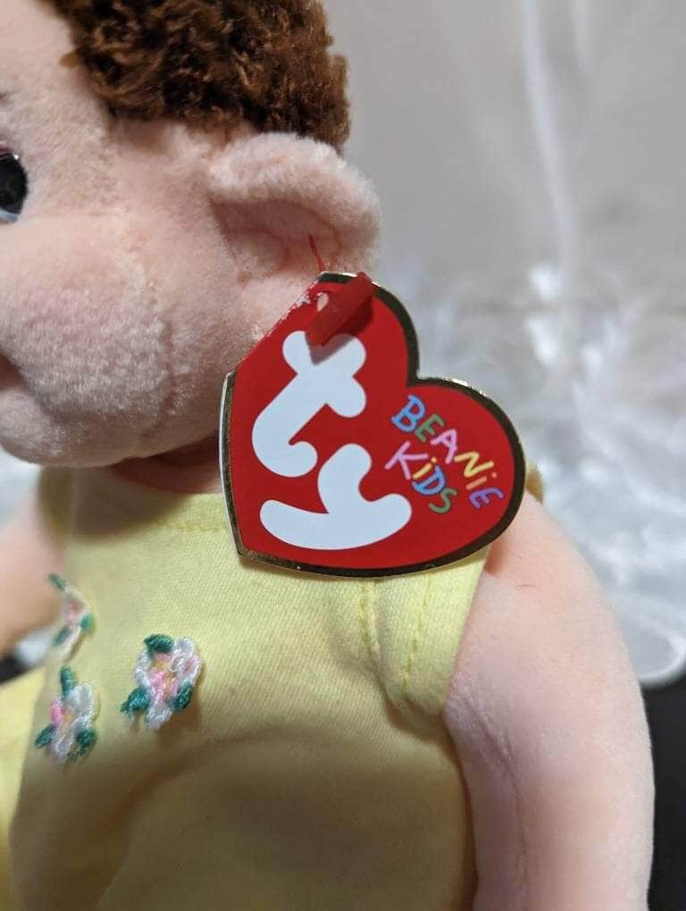 Ty Beanie Kids - Curly The Girl Doll In Yellow Dress (10in) - Vintage Beanies Canada
