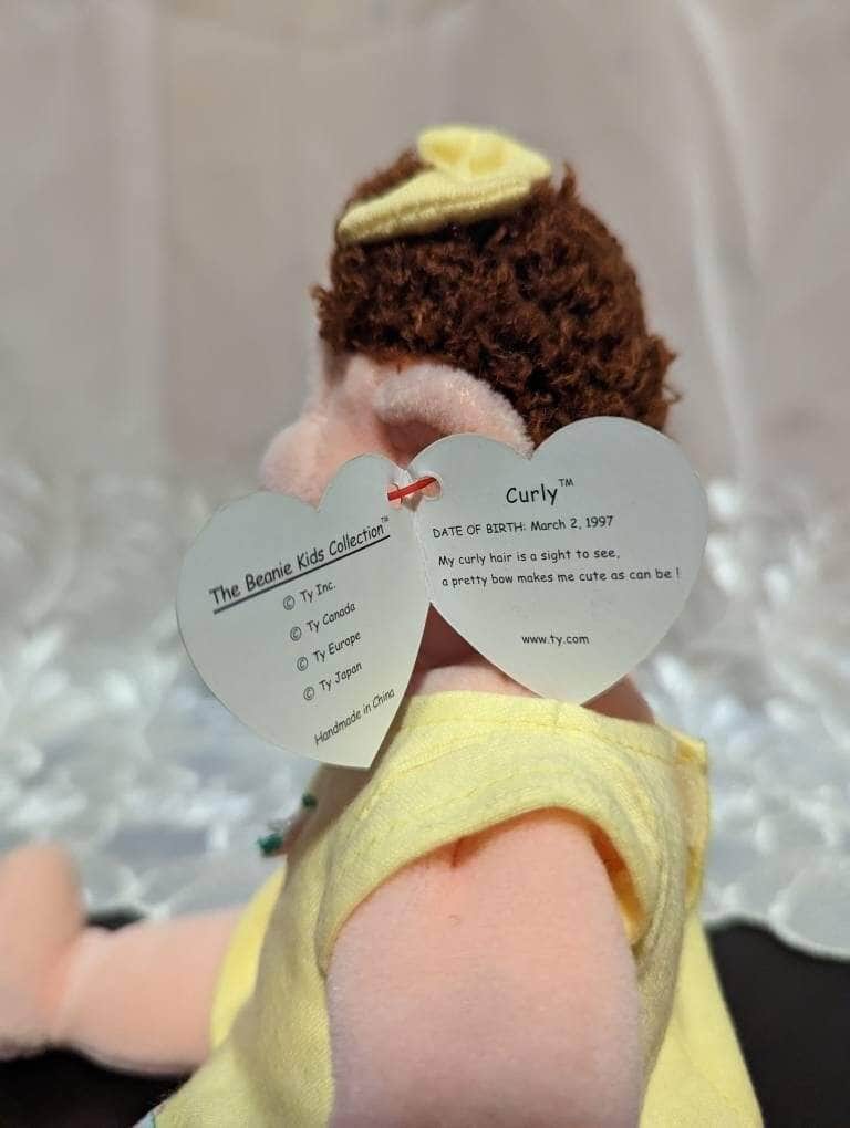 Ty Beanie Kids - Curly The Girl Doll In Yellow Dress (10in) - Vintage Beanies Canada